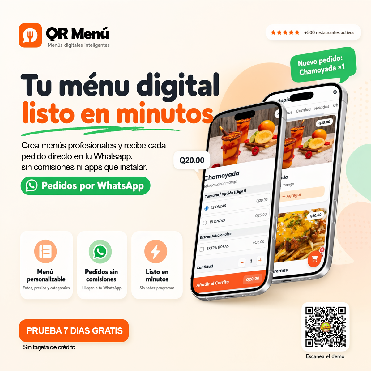 QR en mesa de restaurante